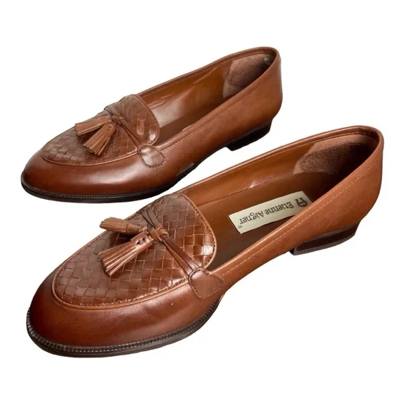 Etienne Aigner Tan Leather Loafers Etienne Aigner Womens Tan & Cream Leather Loafers With Gold  main image 3